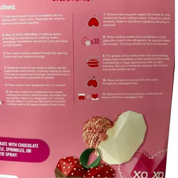 Heart Shape Pinata Valentines Day Reusable Mold DIY Kit Heart Wooden Mallet NIB - Picture 8 of 15